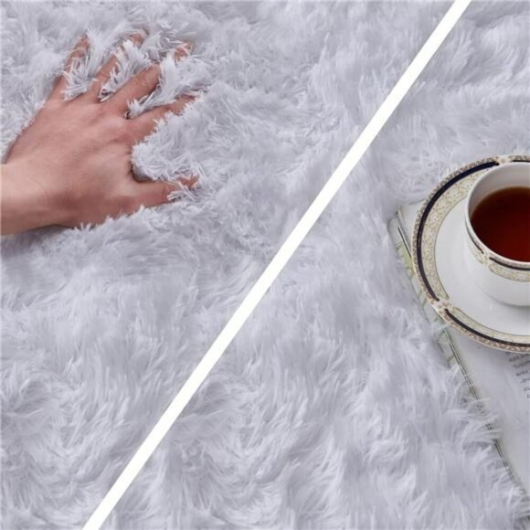 Soft Velvet Shag Area Rug Non Slip Fluffy Carpet for Bedroom Living Room Floor - Picture 3 of 7